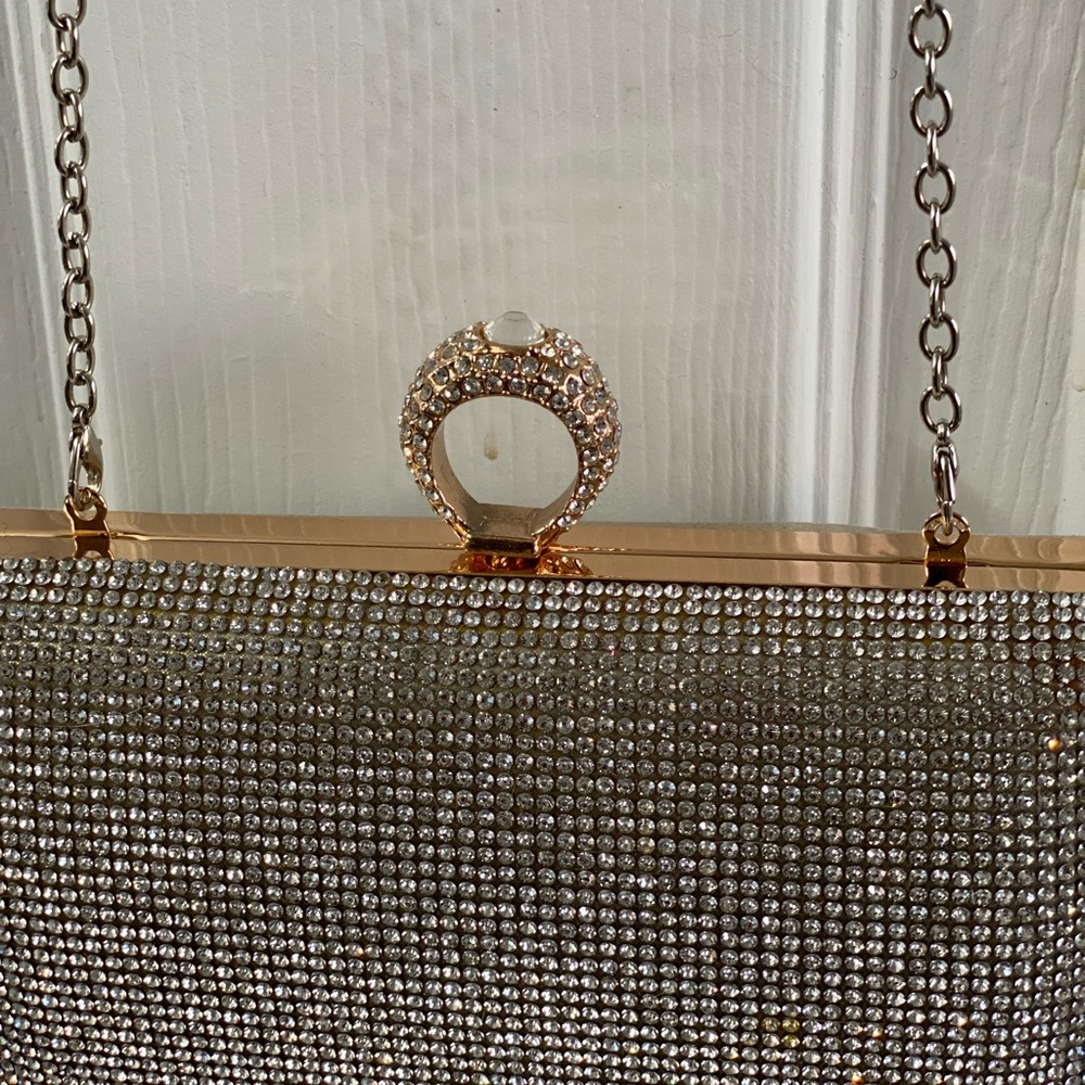 Mini shoulder purse. Beautiful silver rhinestone sparkling, stylish mini purse. - Picture 2 of 6